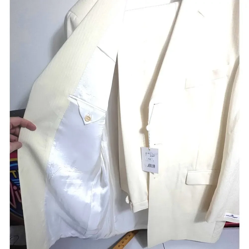 Courrèges Homme Men's Ivory Virgin Wool 2 Piece Designer Suit France US 38
